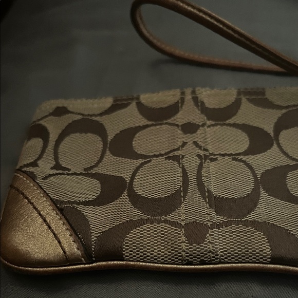 Coach Signature Brown Wristlet - Picture 3 of 3